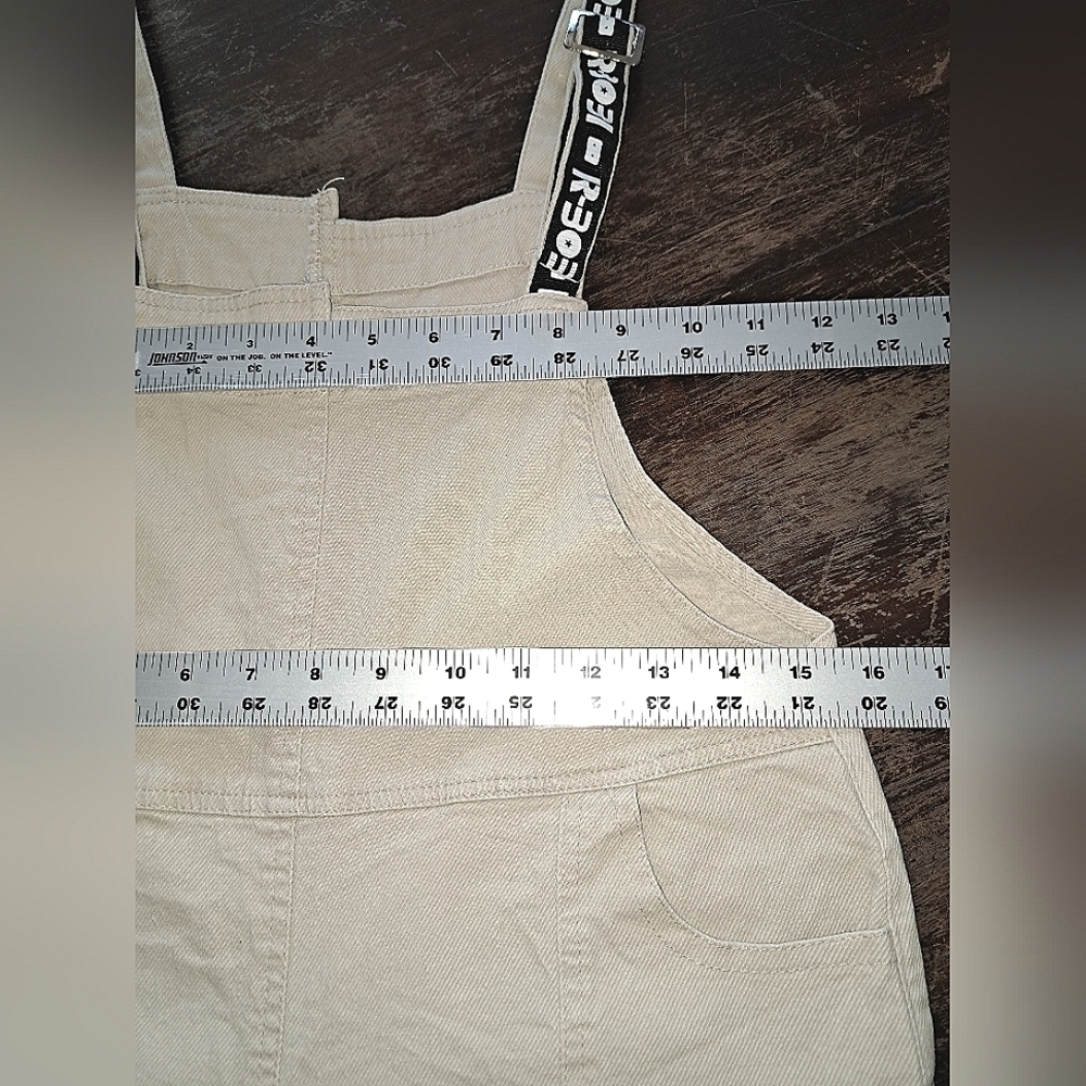 Denim Beige Overalls with Logo Straps Size Medium - Picture 3 of 12